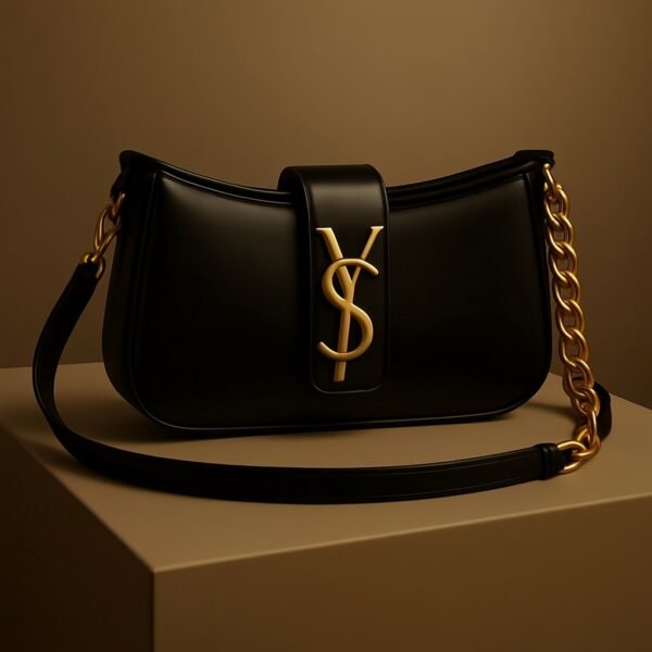 Noir Luxe Y-Chain Shoulder Bag - Image 2