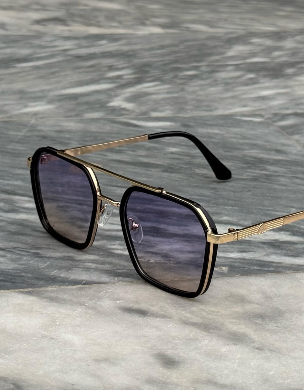 Unisex blu-ray square metal frame sunglasses