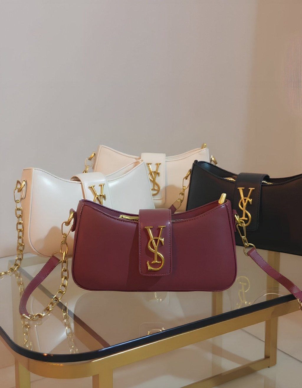 Noir Luxe Y-Chain Shoulder Bag